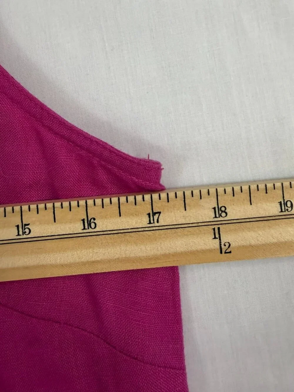 J.Crew 100% Linen Button-Back Shift Dress Fuchsia Pink Pockets Size XS